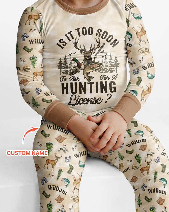Personalized Funny Hunting Bamboo Two Piece Short Sleeve Pajama Set