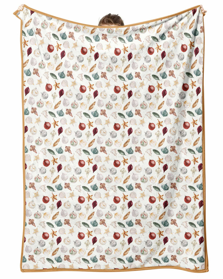 Watercolor Christmas Ornaments Bamboo Blanket
