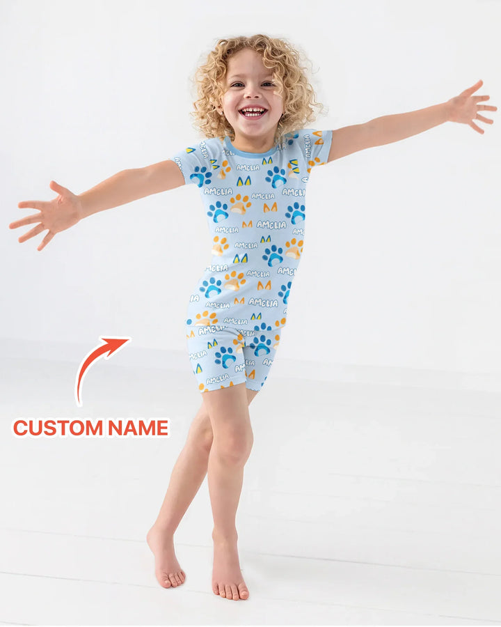 Zweiteiliges Pyjama-Set mit kurzen Ärmeln und Shorts im Sommer-Design