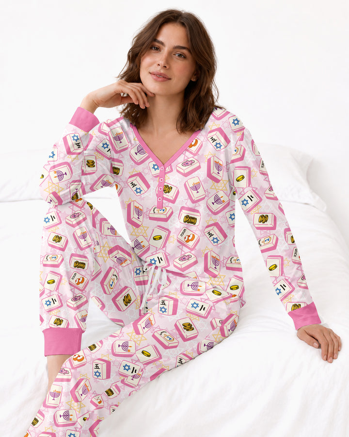 Hanukkah Mahjong Club Bamboo Women Pajama Set