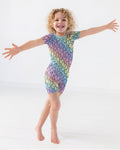 Pastel Rainbow Ghost Halloween Bamboo Two Piece Short Sleeve Shorts Pajama Set