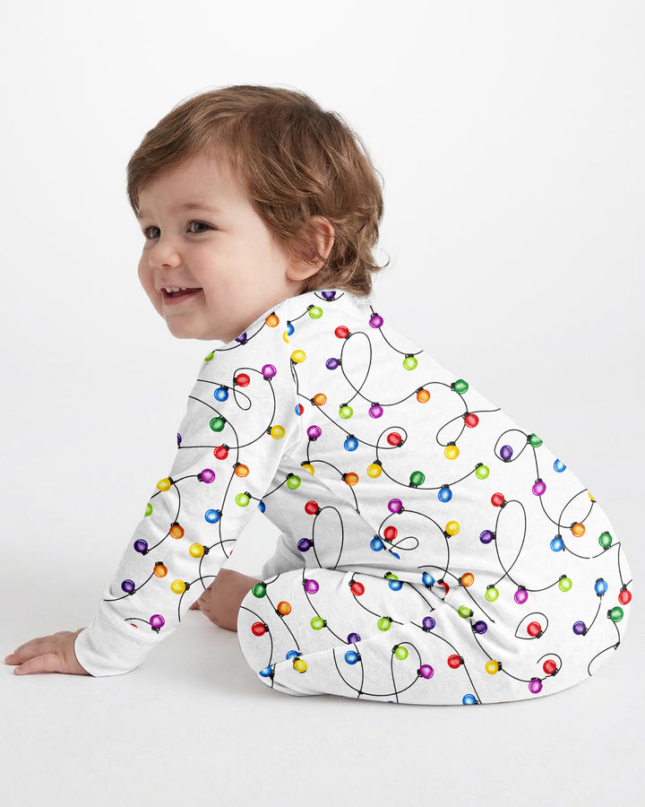 Baby's First Christmas Lights Pajamas - Colorful & Cozy Bamboo Convertible Zippy