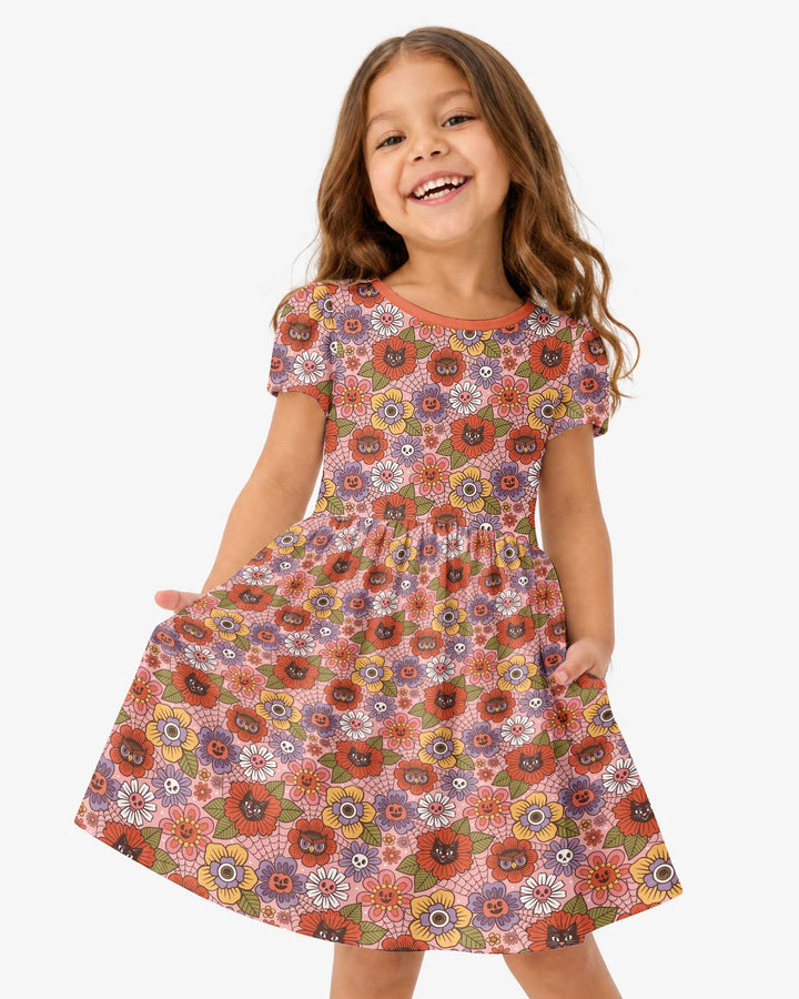 70s Halloween Floral Bamboo Twirl Dress