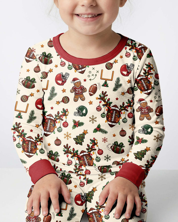Football Christmas Merry Kickmas Bamboo Two Piece Long Sleeve Pajama Set