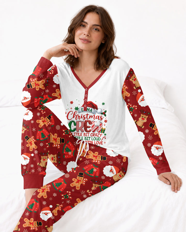 Personalized Christmas Crew Family Matching Bamboo Women Pajama Set