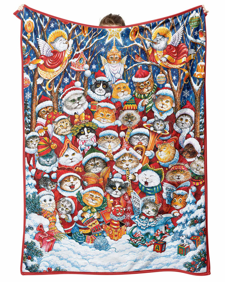 Cats Wear Noel Hat Bamboo Blanket