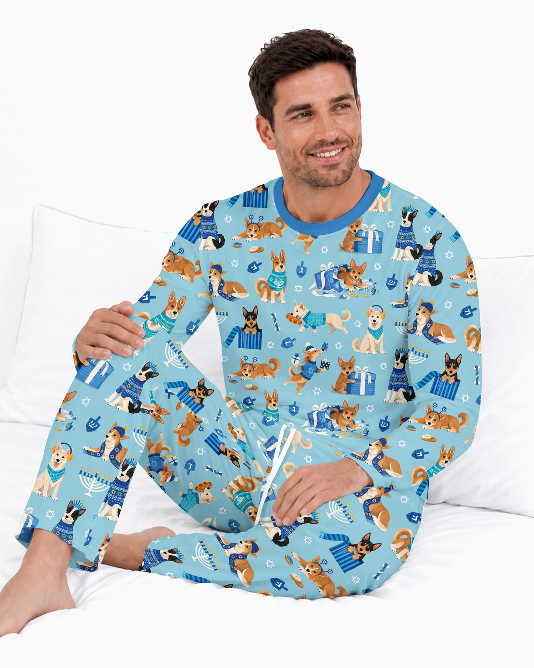 Hannukkah Protected by A Canaan Dog Bamboo Men's Pajama Set