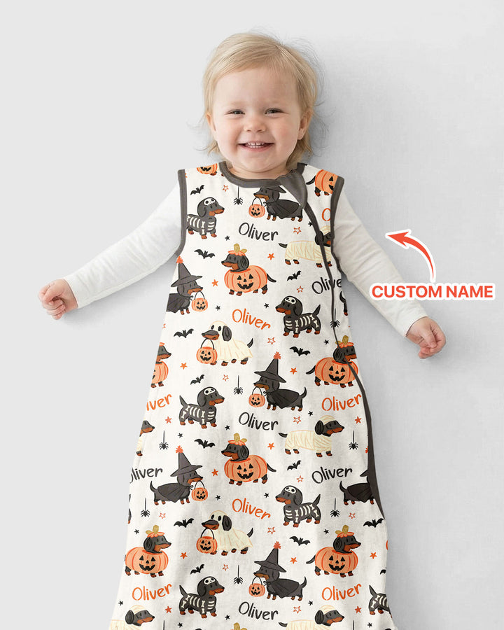 Orange and Black Dachshund Bamboo Sleep Bag