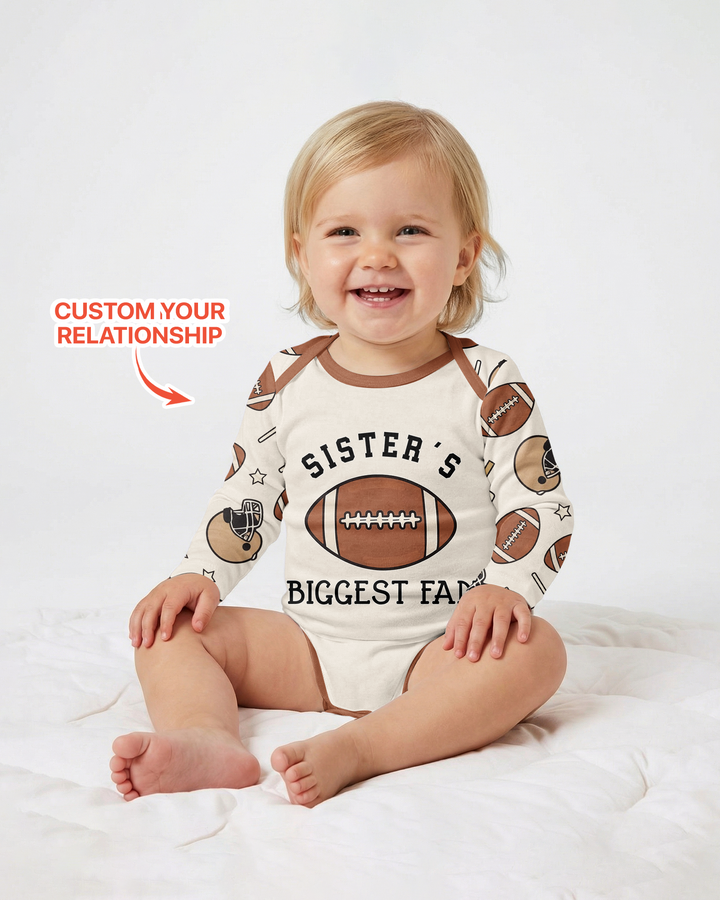 Personalized Football Brother's Biggest Fan Bamboo Bodysuit