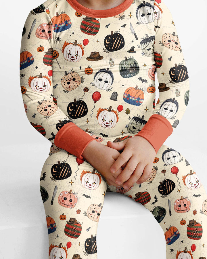 Horror Movie Pumpkins Bamboo Two Piece Long Sleeve Pajama Set