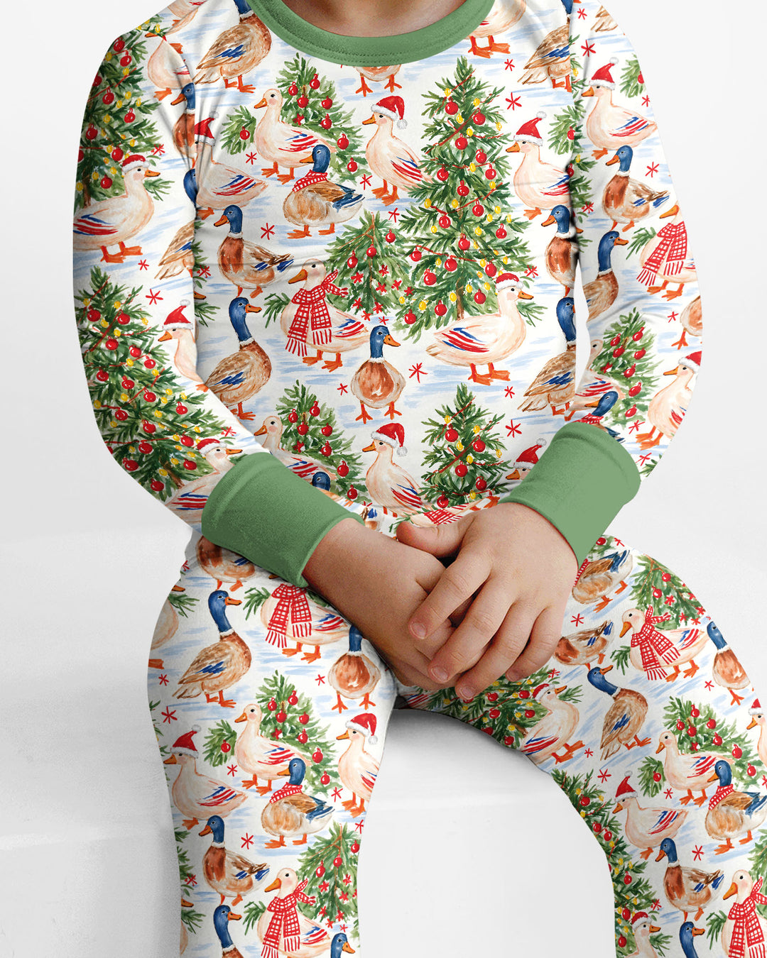 Christmas and Duck Bamboo Two Piece Long Sleeve Pajama Set