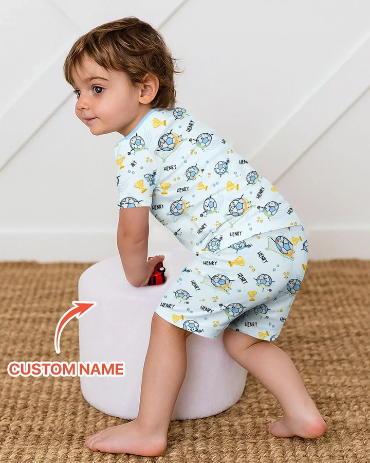 Zweiteiliges Pyjama-Set mit kurzen Ärmeln und Shorts im Sommer-Design