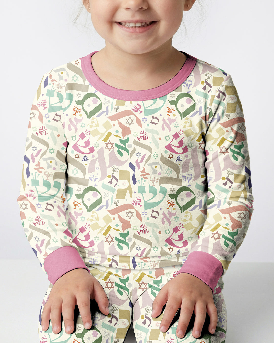 Hebrew Harmony Family Matching Bamboo Two Piece Long Sleeve Pajama Set