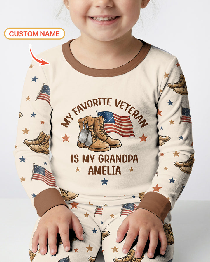 My Favorite Veteran Is My Grandpa Bamboo Two Piece Long Sleeve Pajama Set