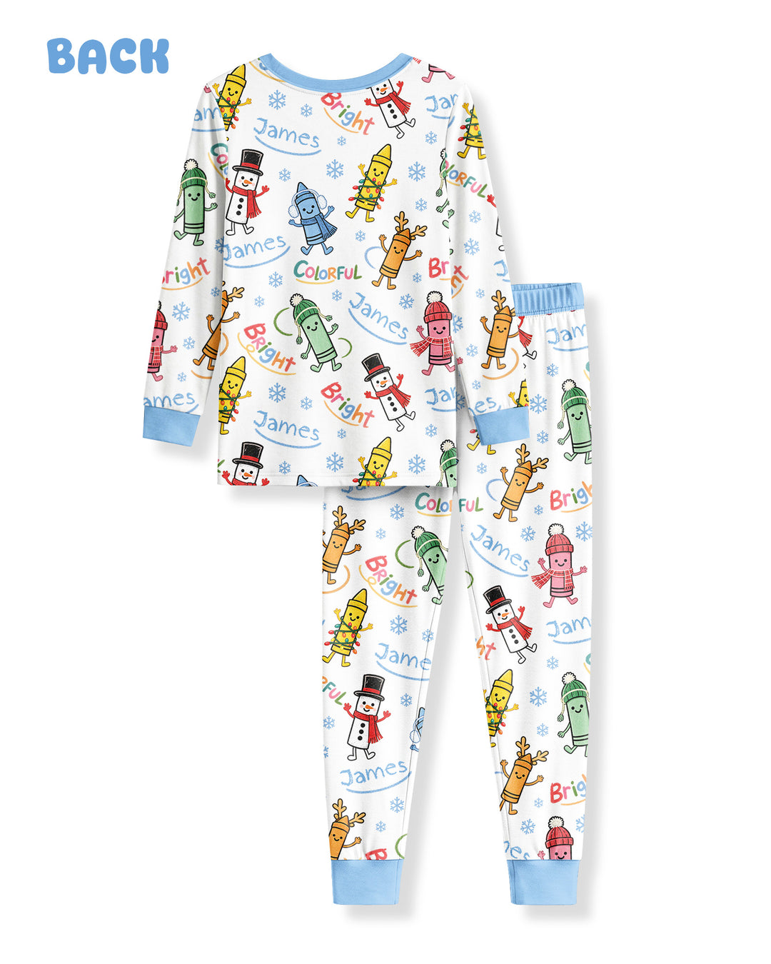 Custom Name Bright & Colorful Bamboo Two Piece Long Sleeve Pajama Set