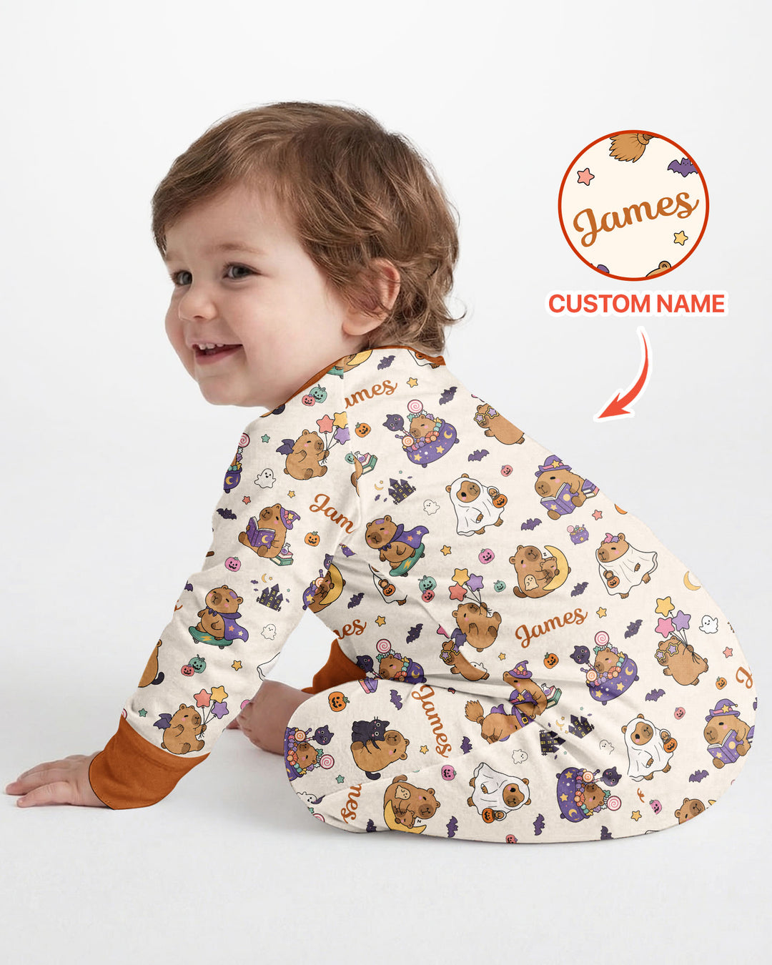 Custom Name Kawaii Halloween Capybara Bamboo Convertible Zippy