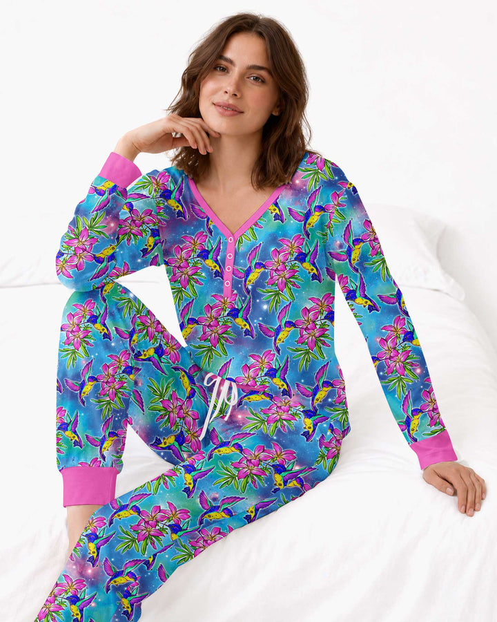Floral Hummingbird Bamboo Women Pajama Set