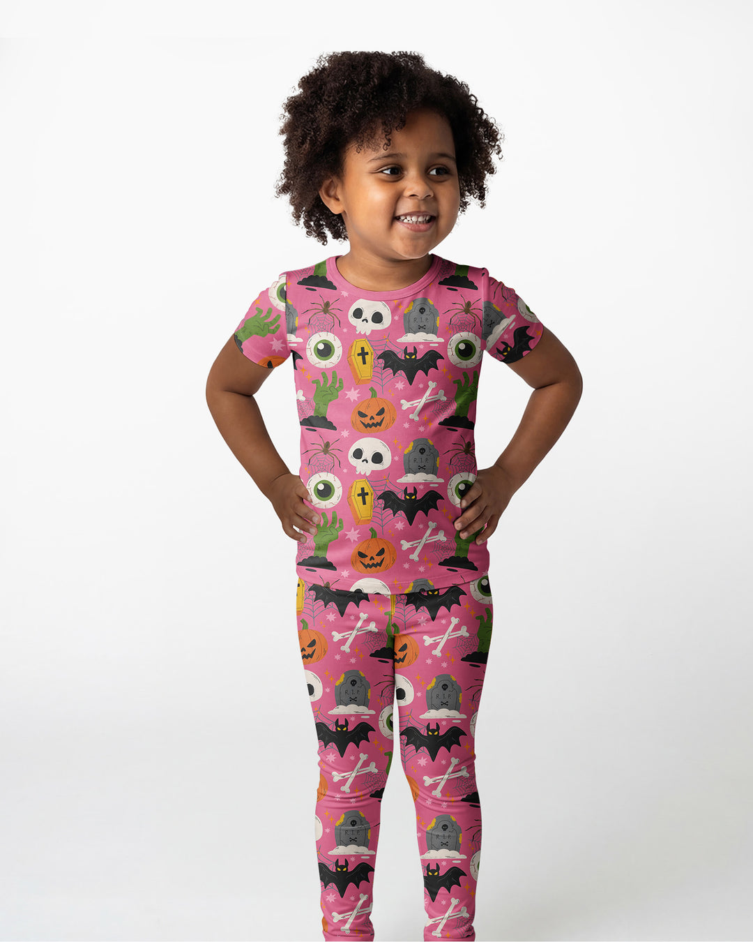 Little Monsters Bamboo Two Piece Short Sleeve Pajama Set For Haloween