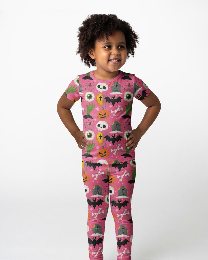 Little Monsters Bamboo Two Piece Short Sleeve Pajama Set For Haloween