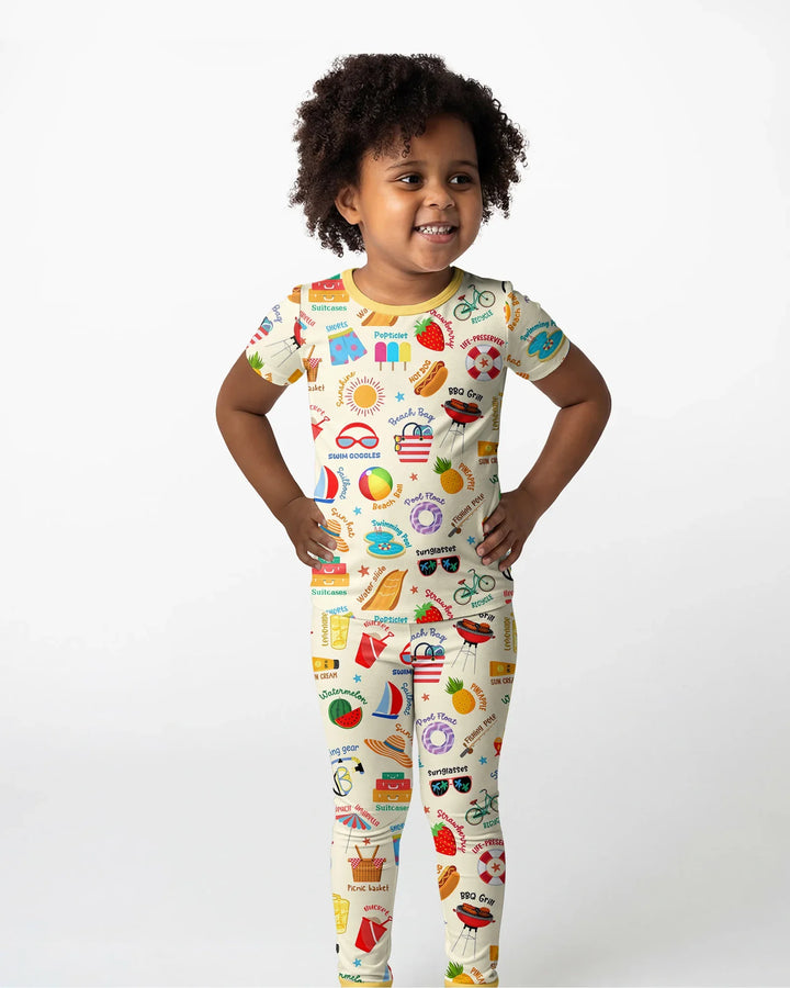 Zweiteiliges, kurzärmliges Pyjama-Set mit Marienkäfern