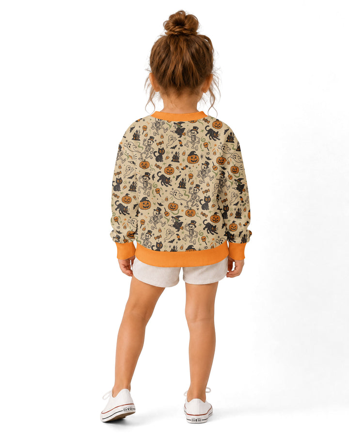 Vintage Skeleton Pumpkin Halloween Bamboo Crewneck Sweatshirt