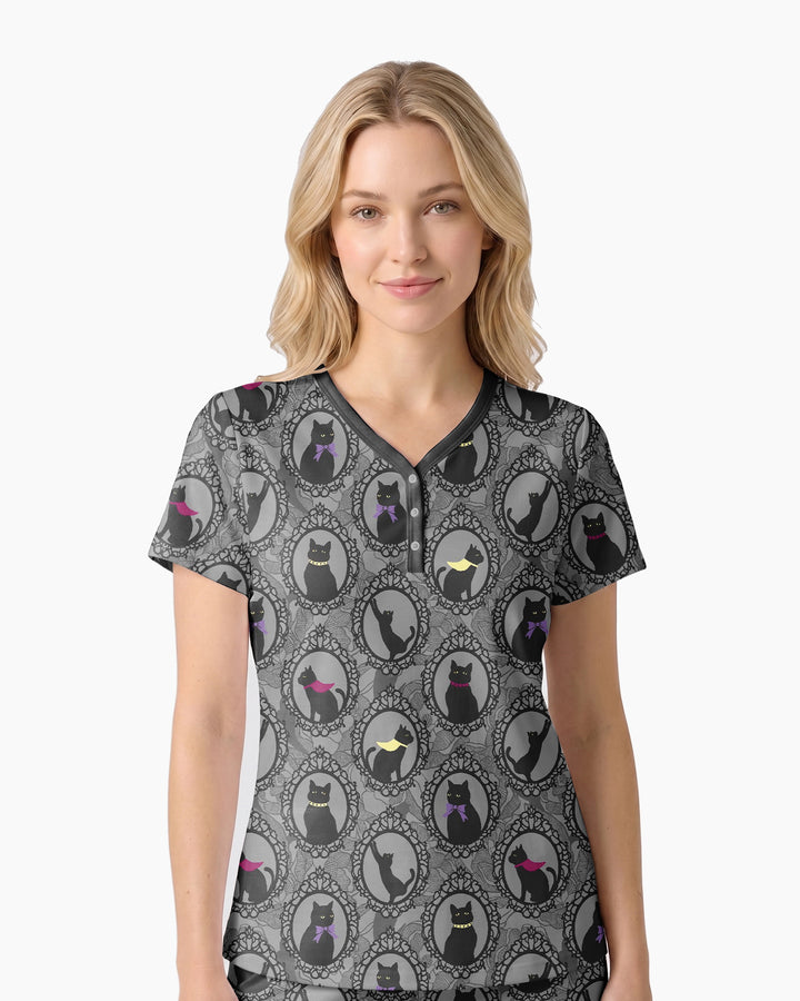 Midnight Cat Parade Bamboo Women Short Sleeve Short Pajama Set