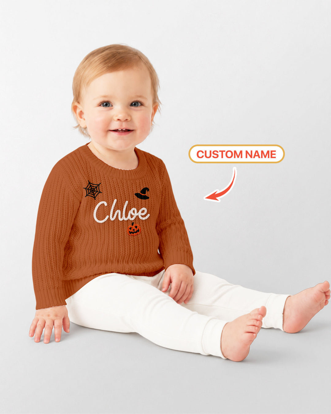 Happy Halloween Embroidered Baby Name Bamboo Knit Sweater Bubble