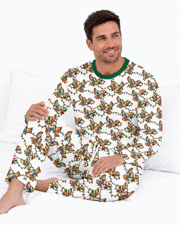 Preppy Christmas Mallard Duck Bamboo Men's Pajama Set