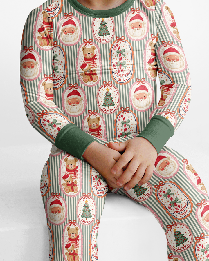 Teddy Bear Christmas Bamboo Two Piece Long Sleeve Pajama Set