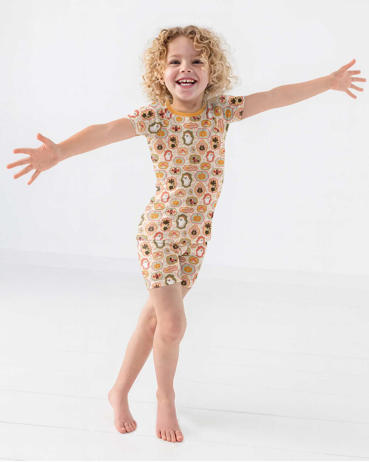 Cute Vintage Magical Cottage Style Halloween Bamboo Two Piece Short Sleeve Shorts Pajama Set
