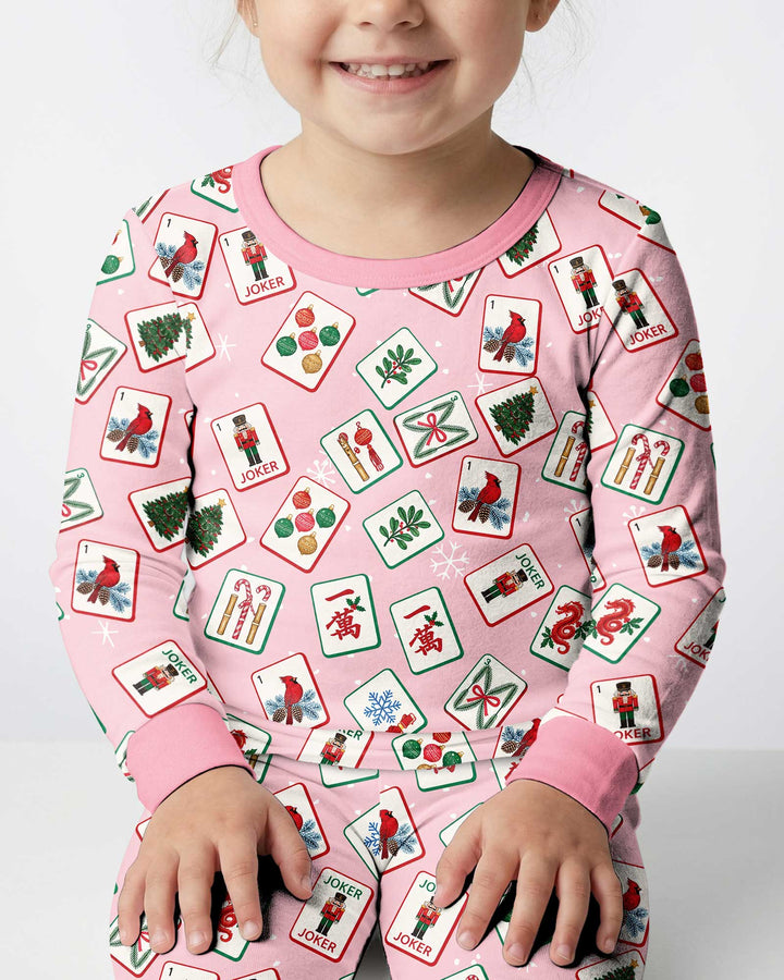 Christmas Mahjong  Bamboo Two Piece Long Sleeve Pajama Set