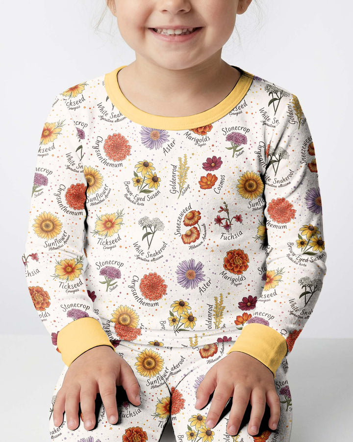 Autumn Blooms of North America Bamboo Two Piece Long Sleeve Pajama Set