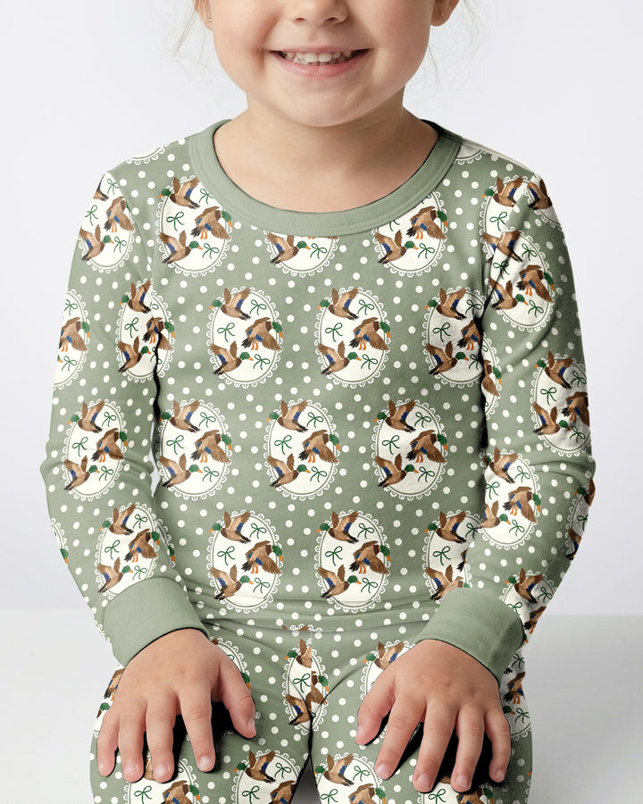 Dapper Ducks & Bows Bamboo Two Piece Long Sleeve Pajama Set