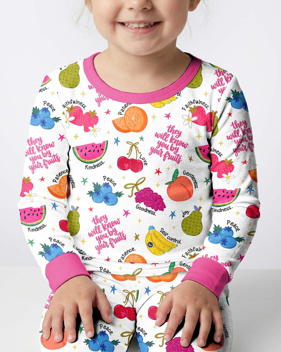 They Will Know You By Your Fruits Bamboo Two Piece Long Sleeve Pajama Set