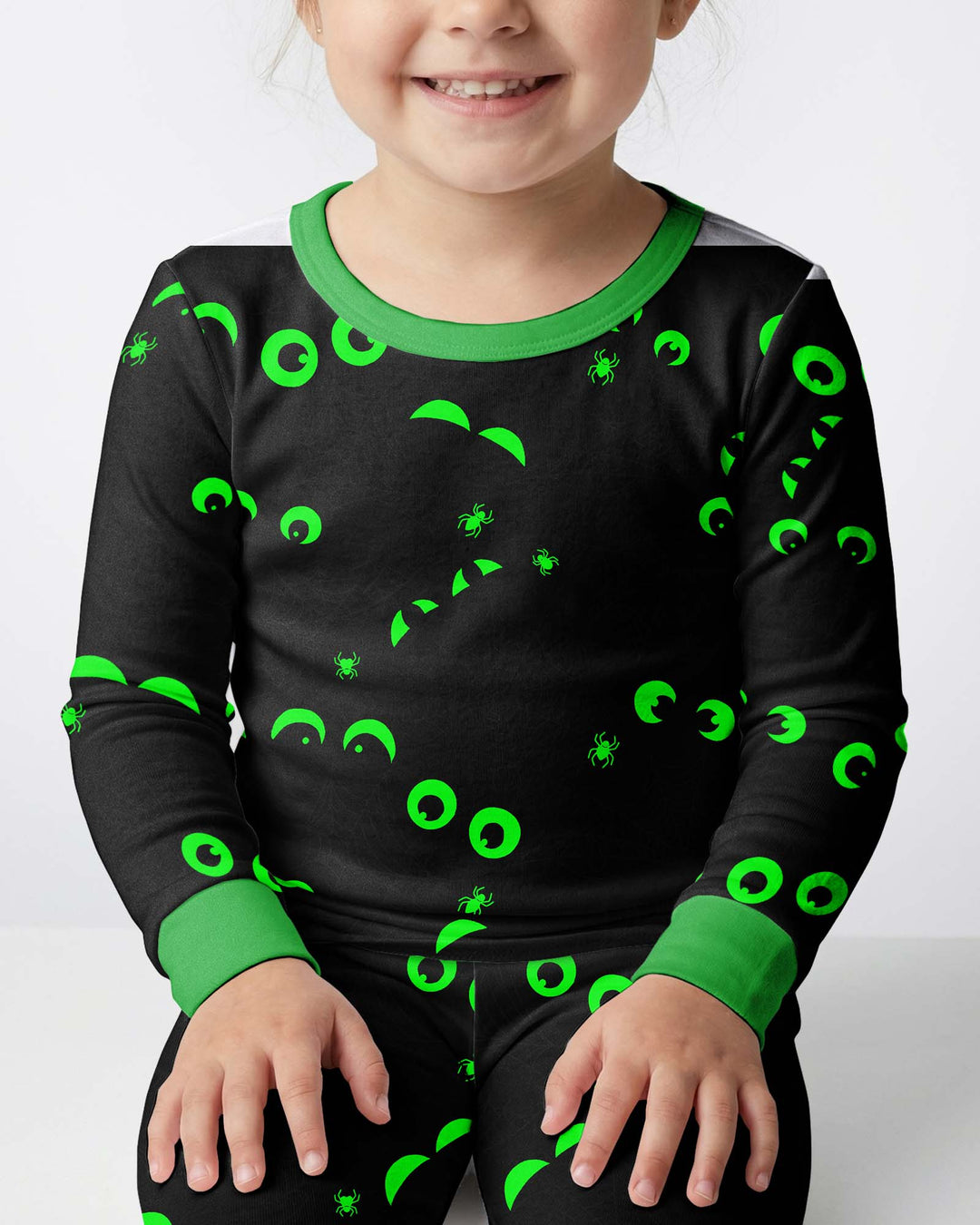 Glow In The Dark Creepy Spiderweb Bamboo Two Piece Long Sleeve Pajama Set