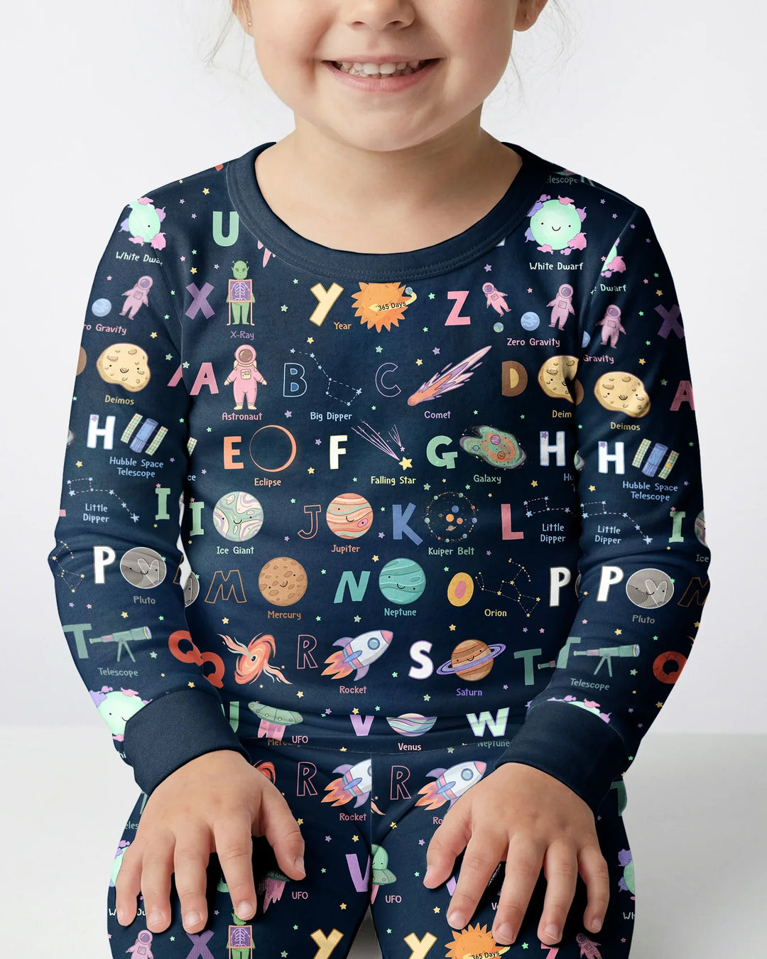 Space Alphabet Bamboo Two Piece Short Sleeve Pajama Set