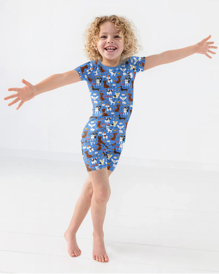 Dapper Dogs Pyjama-Set aus Bambus, zweiteilig, kurzärmelig, kurze Hose
