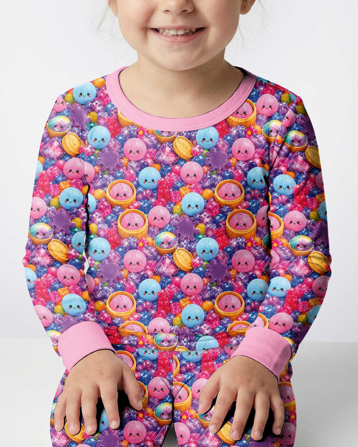 Zweiteiliges Langarm-Pyjama-Set mit Sommerfrüchten