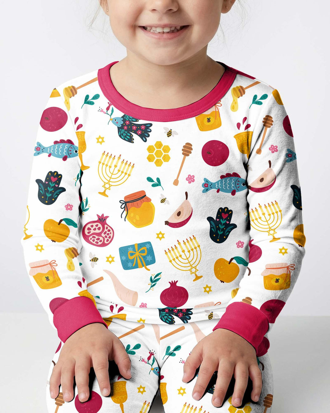 Zweiteiliges Langarm-Pyjama-Set mit Sommerfrüchten