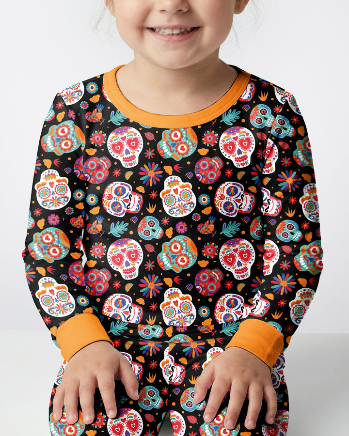 Día de los Muertos Mexico Halloween Bamboo Two Piece Long Sleeve Pajama Set