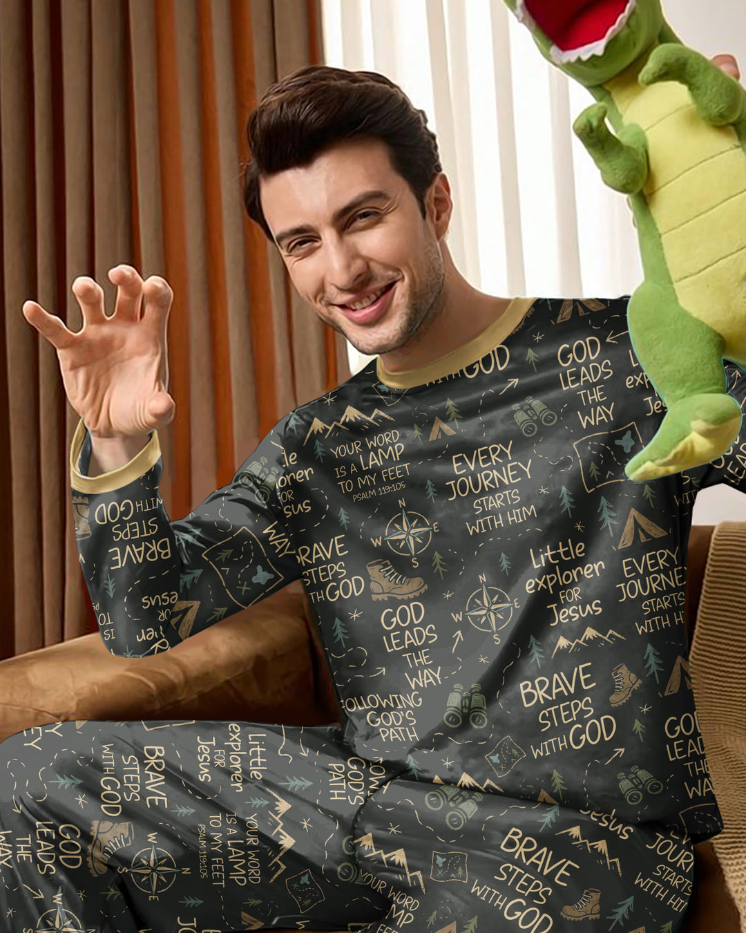 Little Explorer God Leads The Way Bamboo Men's Pajama Set