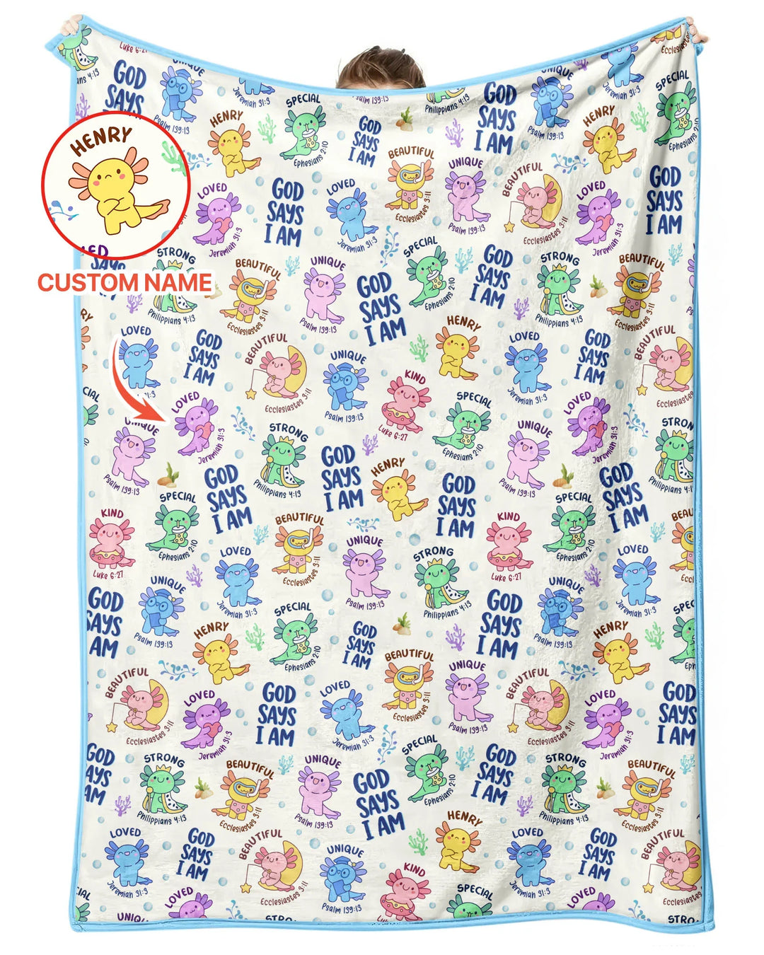 Axolotl God Says I Am Custom Name Bamboo Blanket