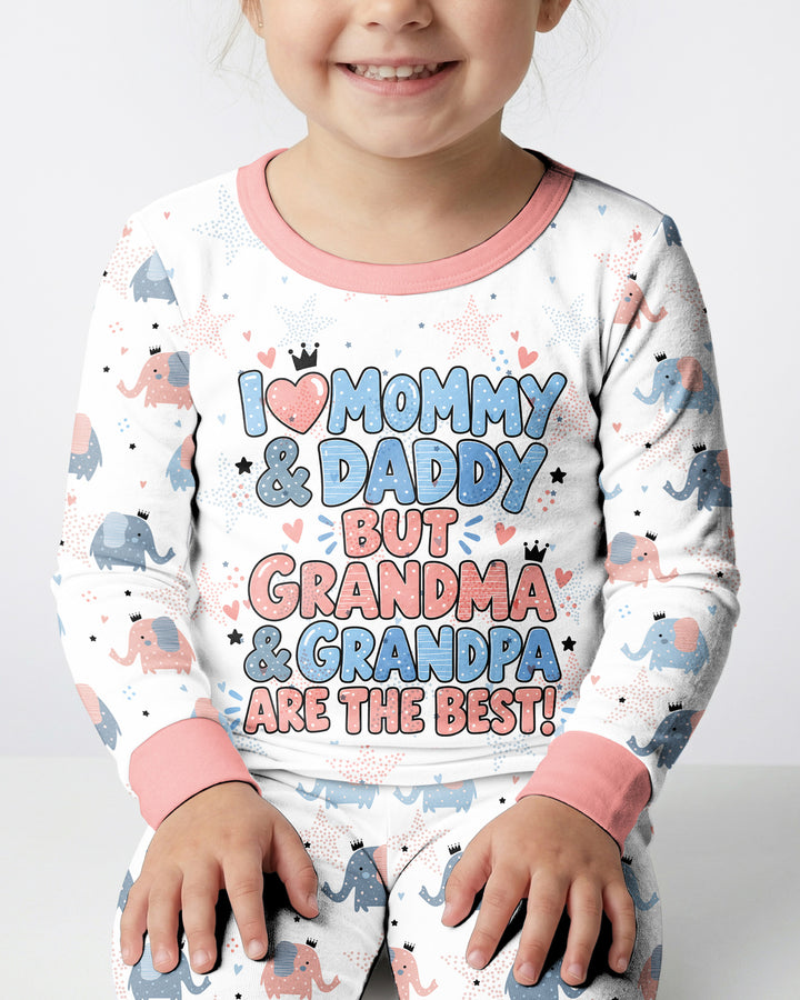 I Love Mommy & Daddy, but Grandma & Grandpa Are the Best! Bamboo Two Piece Long Sleeve Pajama Set