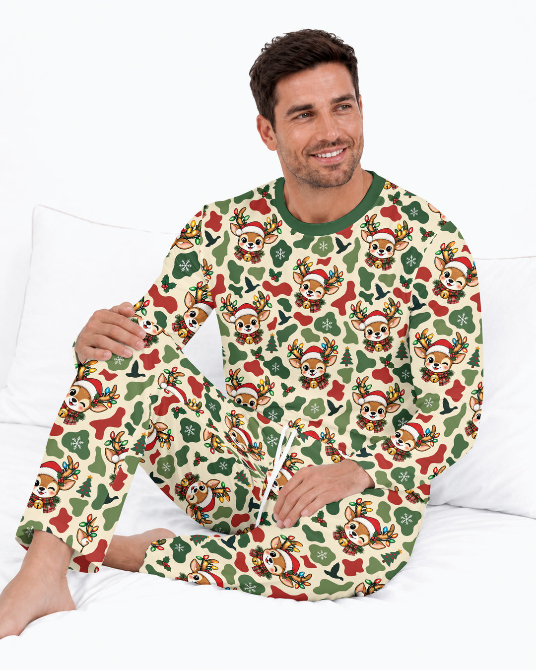 Christmas Deer Hunting Camo Bamboo Men's Pajama Set