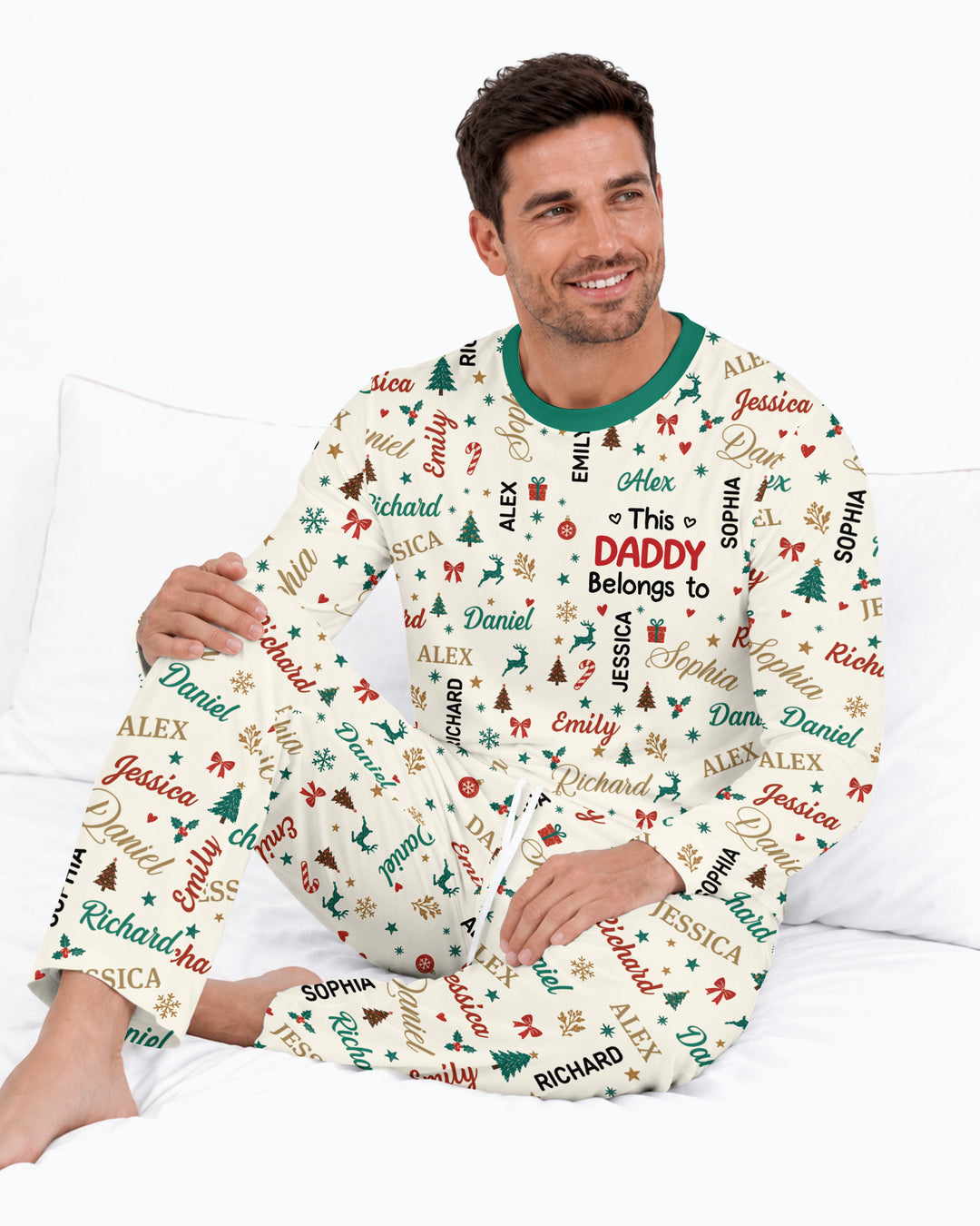 Custom Daddy Christmas Belongs To Bamboo Men's Pajama Set