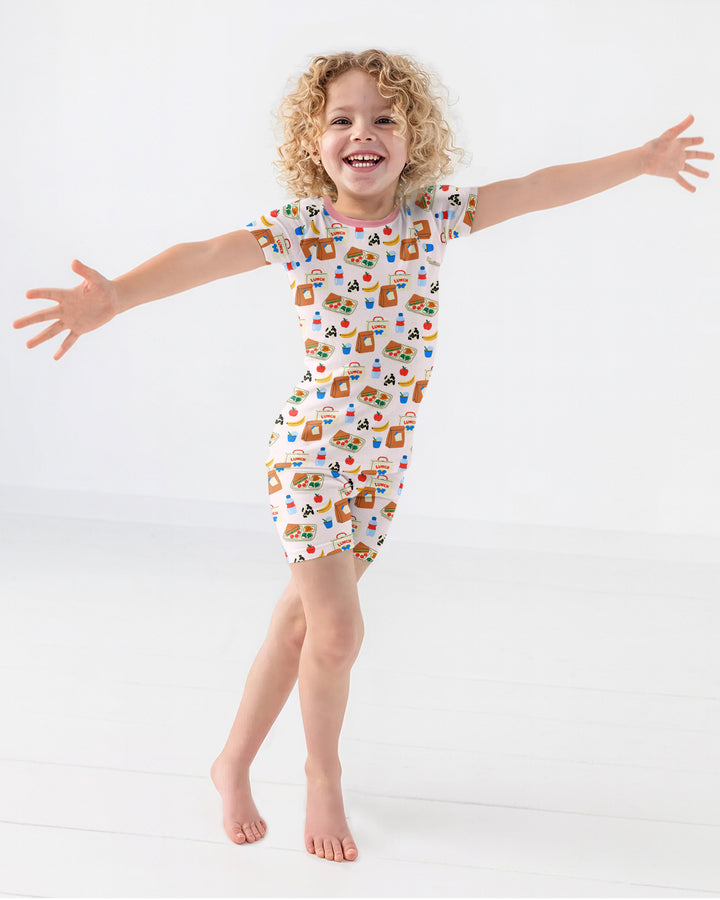 Happy School Lunch Bamboo Two Piece Short Sleeve Shorts Pajama Set