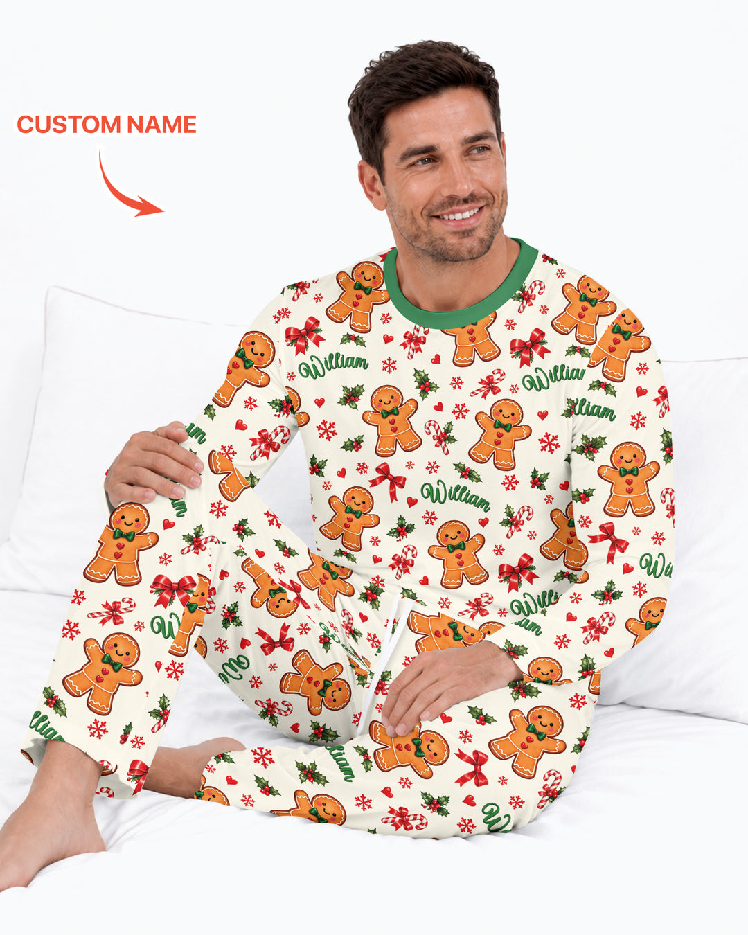Custom Name Gingerbread Bamboo Men's Pajama Set