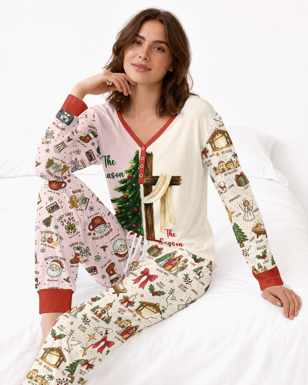 Jesus Is The Reason For The Season Family Matching Bamboo Women Pajama Set