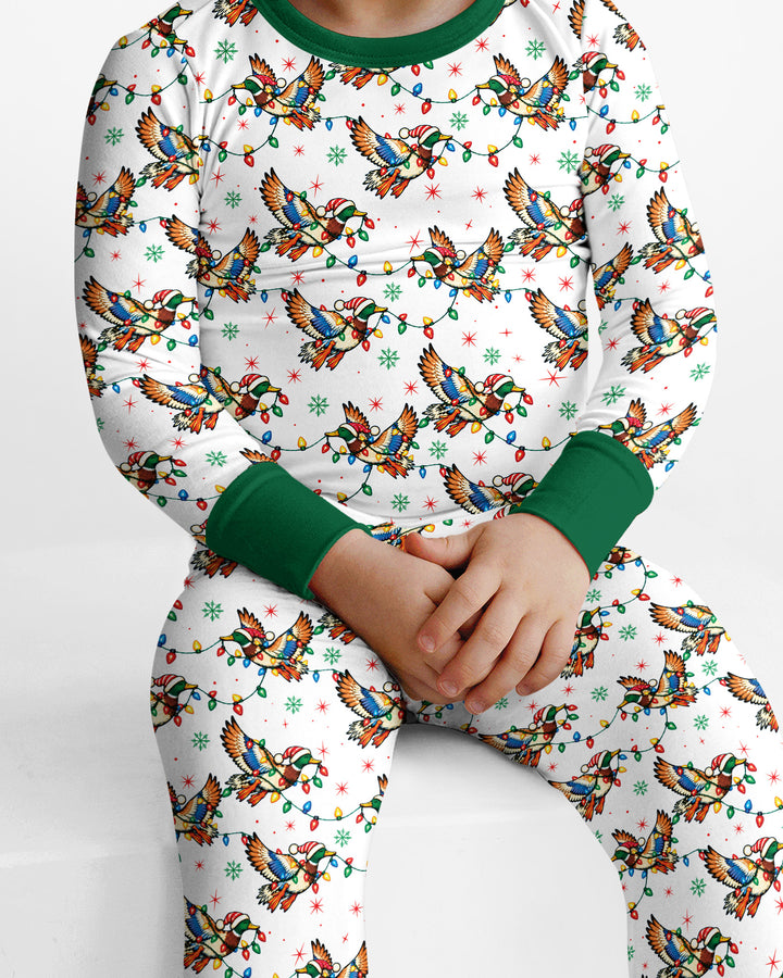 Preppy Christmas Mallard Duck Bamboo Two Piece Long Sleeve Pajama Set