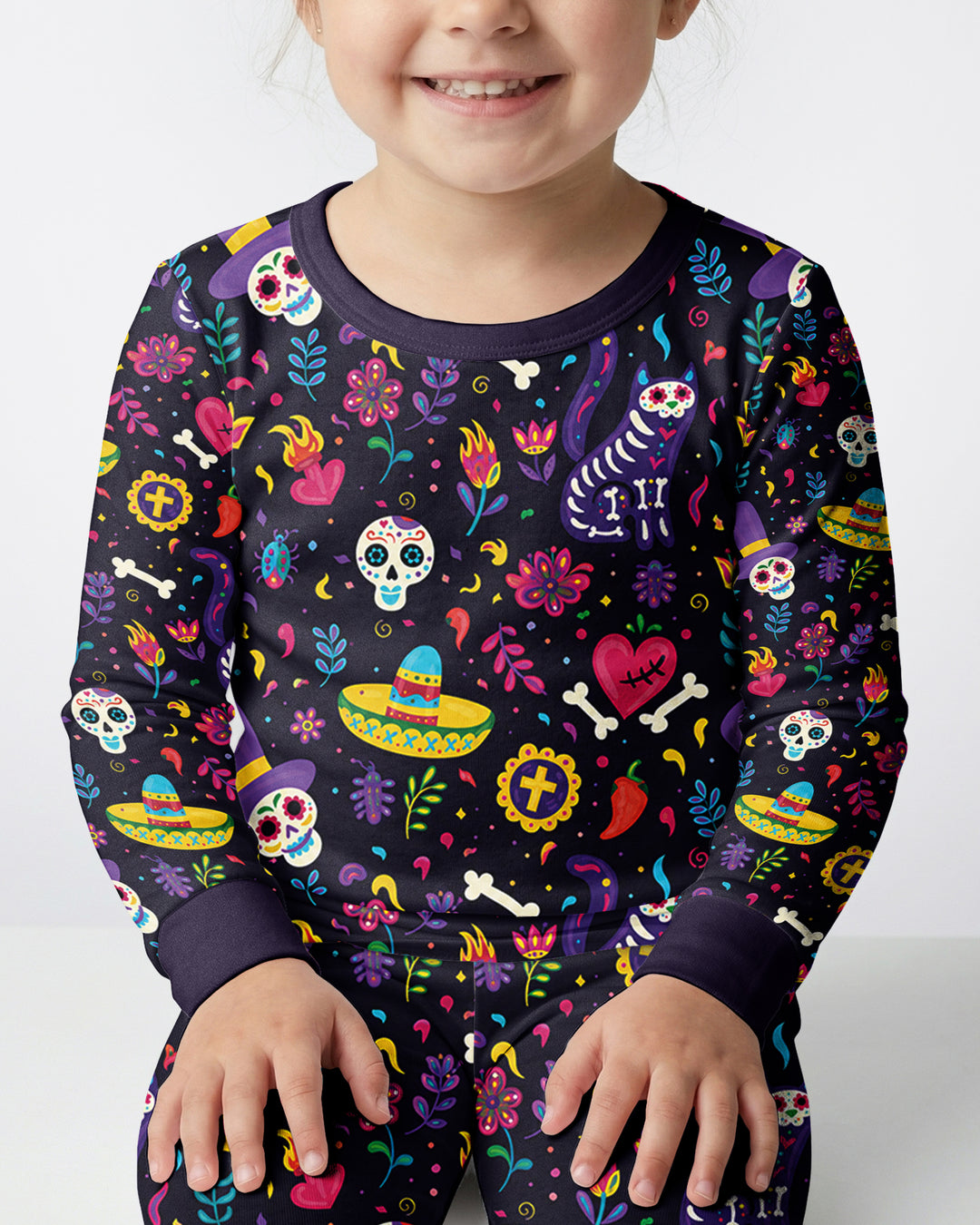 Zweiteiliges Langarm-Pyjama-Set mit Sommerfrüchten